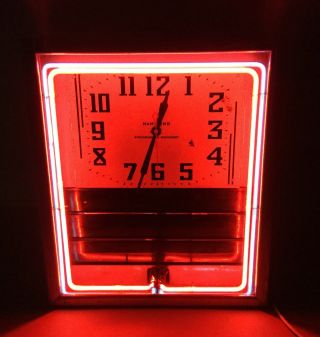 Vintage Neon Electric Clock Neon Ray Buffalo Ny Menu Board Gas And Oil Station