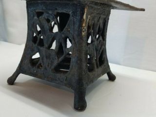 Vintage Antique Japanese Asian Pagoda Cast Iron Candle Garden Lantern Metal Art 12