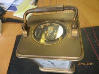 Vintage French Carriage Clock by J W Benson,  brass case,  beveled glass,  great con 2