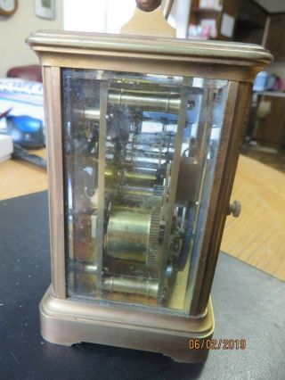 Vintage French Carriage Clock by J W Benson,  brass case,  beveled glass,  great con 6