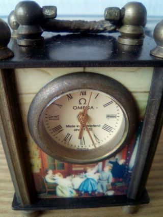 Rare Omega miniature Swiss carriage clock and case,  in order. 12