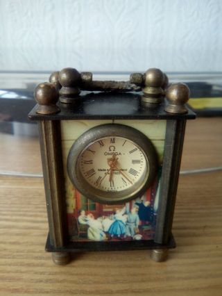 Rare Omega Miniature Swiss Carriage Clock And Case,  In Order.