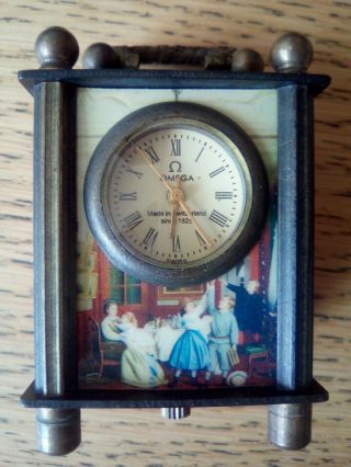 Rare Omega miniature Swiss carriage clock and case,  in order. 7