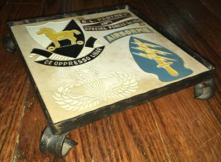 SPECIAL FORCES PLAQUE STAND R L PARTNEY 10TH AIRBORNE GROUP VINTAGE 1960s 3