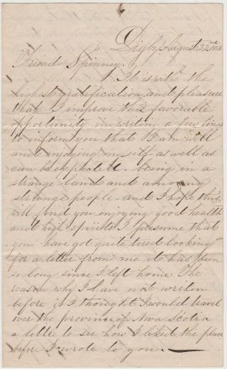 1863 Civil War Letter From Maine Draft Dodger In Canada Won 