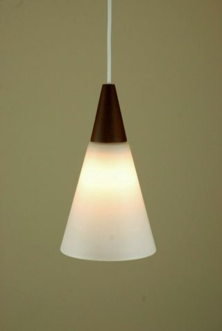 1 Of 2 Philips Teak And Glass Pendant Lamp Kalff Mid Century Atomic 1950s 60s