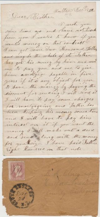 Civil War Dec 1862 Letter Rutland Ny Anti Lincoln Anti Black Infernal Nig - Ers