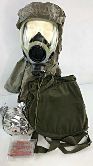 Msa Mcu Gas Mask Respirator Set,  40mm Filter,  Hood,  Carrier & Wp Bag