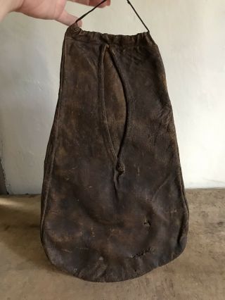 Best Large Early Antique Handmade Leather Housewife Frontier Pocket 19th C Aafa