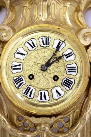 Lovely Antique French 1870’s Embossed Gilt Bronze Striking Cartel Wall Clock 5