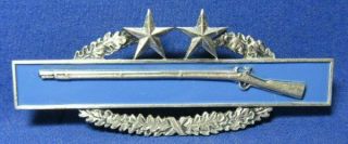 Vietnam War Sterling Army Cib Combat Infantry Badge With 2 Stars - 3rd Award