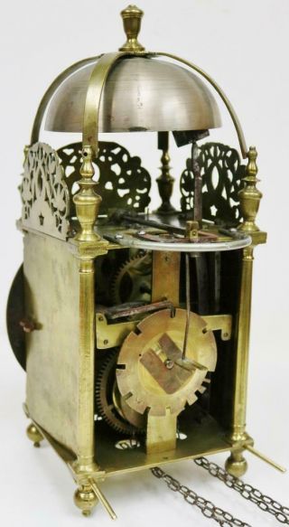 Antique English Lantern Wall Clock W&T Woodyear C1784 Weight Driven Single Hand 11