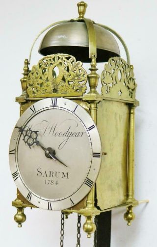 Antique English Lantern Wall Clock W&T Woodyear C1784 Weight Driven Single Hand 3