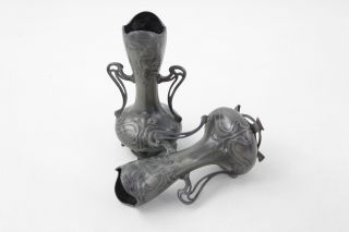 5 x Assorted Vintage Decorative Metal Vases Inc ART NOUVEAU Pair,  Danish & Brass 2
