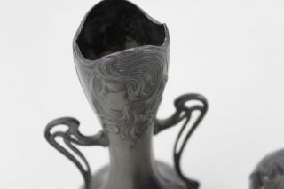 5 x Assorted Vintage Decorative Metal Vases Inc ART NOUVEAU Pair,  Danish & Brass 3
