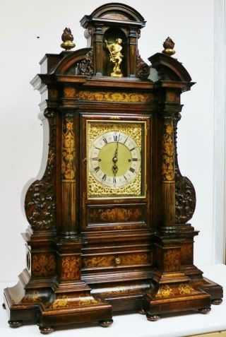 Rare Antique Huge English Triple Fusee Musical 9 Bell Bracket Clock & Bracket 2
