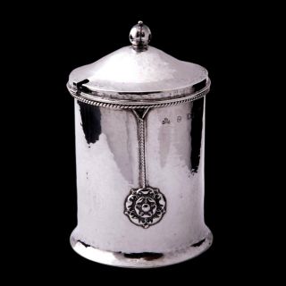 An A E Jones Silver Arts And Crafts Condiment Jar,  Cymric Style