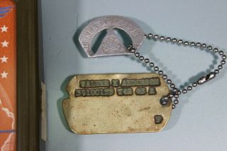 US WW2 T42 T43 Dog Tag Set S Sergeant Walter K Anderson CA Case Lucky Coin M294 4