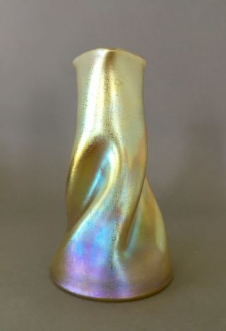 Loetz " Silberiris " Twisted Iridescent Art Nouveau / 1900 Glass Vase