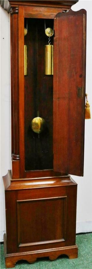 Rare Antique English 18thC 8 Day Mahogany Moonphase Grandfather Longcase Clock 8