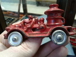 Antique Cast Iron Fire Truck Metal Wheels