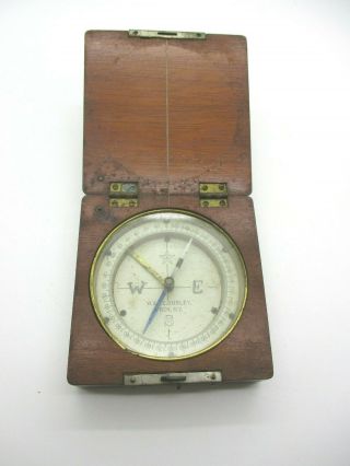 Antique W & L.  E.  Gurley Surveyor Engineer Wooden Case Pocket Compass No Res
