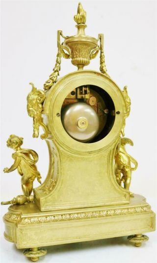 Antique French 8Day Bronze Ormolu & Pink Sevres Porcelain Mantle Clock 11