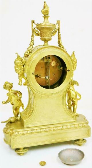Antique French 8Day Bronze Ormolu & Pink Sevres Porcelain Mantle Clock 12