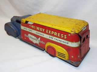 1940s Marx Toys Hi Way Express Cross Country Delivery Truck 16 Inch