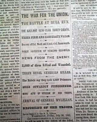 Battle Of Bull Run 1 Manassas Va Virginia 1861 Civil War Rebellion Newspaper
