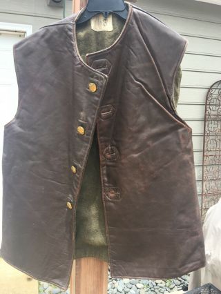 Leather Jerkin Ww Ii Vintage,  4 Button,  Great Shape