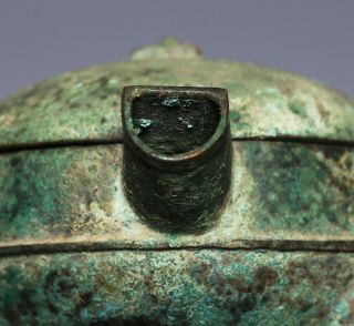 100 Archaic Chinese Bronze Tripod Ritual Wine Vessel Cover HE Han Dynasty SA27 11