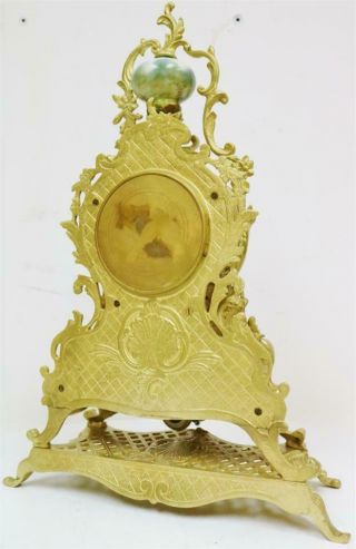 Antique Large French 8 Day Ornate Bronze Ormolu & Sevres Porcelain Mantle Clock 11