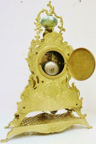 Antique Large French 8 Day Ornate Bronze Ormolu & Sevres Porcelain Mantle Clock 12