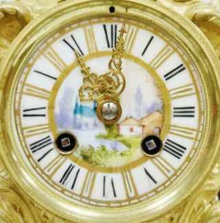 Antique Large French 8 Day Ornate Bronze Ormolu & Sevres Porcelain Mantle Clock 9