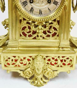 Stunning Antique French 8 Day Pierced Cast Bronze Ormolu Mantel Bracket Clock 7