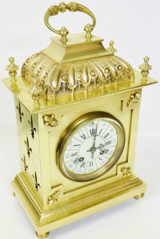 Stunning Antique French 8 Day Pierced Bronze Ormolu Ornate Cube Bracket Clock 2