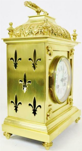 Stunning Antique French 8 Day Pierced Bronze Ormolu Ornate Cube Bracket Clock 3