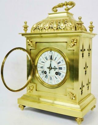 Stunning Antique French 8 Day Pierced Bronze Ormolu Ornate Cube Bracket Clock 8