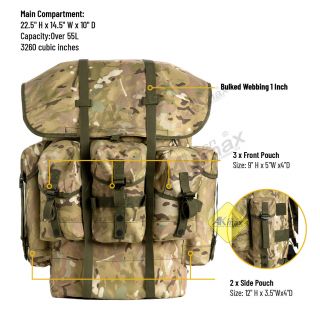 Military Alice Pack with Suspender Strap and Frame 1000D Nylon Mulitcam 3