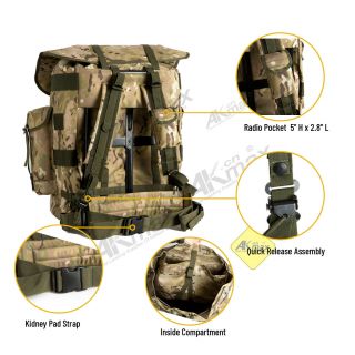 Military Alice Pack with Suspender Strap and Frame 1000D Nylon Mulitcam 4