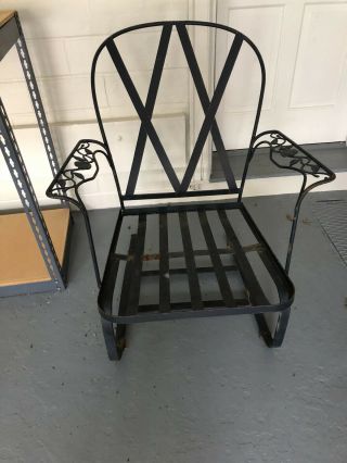 Vintage Woodard Chantilly Rose Wrought Iron Spring Bounce Chair