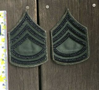 US Army Sergeant 1st Class Rank Chevron patch pair Subdued Vietnam 2