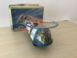 TIN TOY SPACE HELICOPTER XZ - 7 1960’s MADE IN JAPAN BY ATC WITH BOX 2