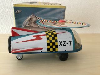 TIN TOY SPACE HELICOPTER XZ - 7 1960’s MADE IN JAPAN BY ATC WITH BOX 4