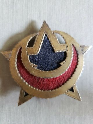 Civil War 11th And 12th Corps Badge Red And Blue Division Gold Tone Badge.