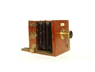Tiny 1888 Perken Son & Rayment 1/4 Plate Wood Tailboard Camera w/Holders & Case 2