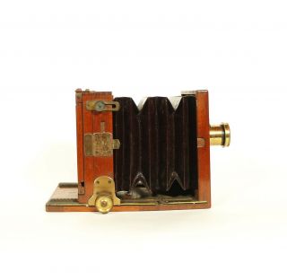 Tiny 1888 Perken Son & Rayment 1/4 Plate Wood Tailboard Camera w/Holders & Case 3