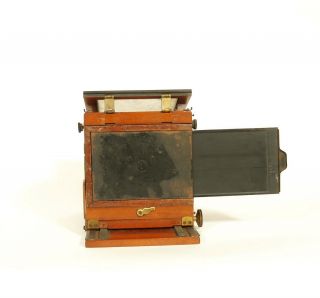 Tiny 1888 Perken Son & Rayment 1/4 Plate Wood Tailboard Camera w/Holders & Case 5