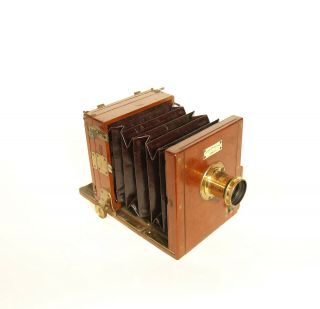 Tiny 1888 Perken Son & Rayment 1/4 Plate Wood Tailboard Camera w/Holders & Case 7